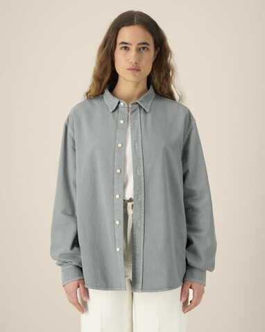 Worker Shirt - Das Relaxed Unisex-Hemd - G. Dyed Misty Grey - XXL bedrucken, Art.-Nr. STWU975C1572X