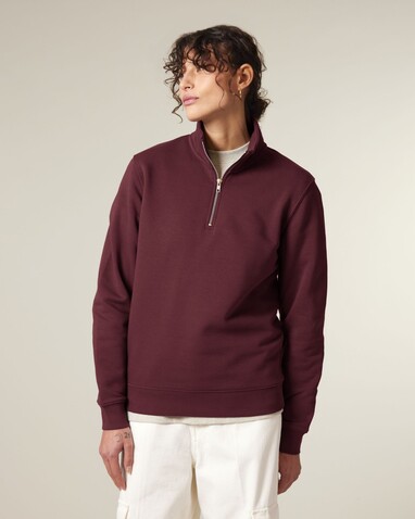 Trucker 2.0 - Das Unisex-Sweatshirt mit kurzem Reißverschluss - Burgundy - XS bedrucken, Art.-Nr. STSU204C244XS