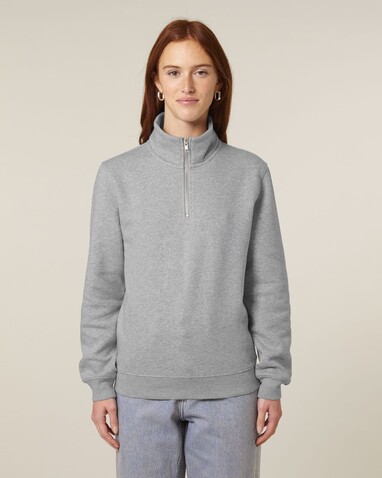 Trucker 2.0 - Das Unisex-Sweatshirt mit kurzem Reißverschluss - Heather Grey - XS bedrucken, Art.-Nr. STSU204C250XS Trucker 2.0 - Das Unisex-Sweatshirt mit kurzem Reißverschluss - Heather Grey - XS bedrucken, Art.-Nr. STSU204C250XS