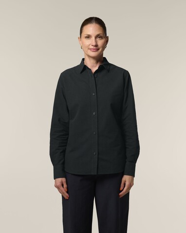 Stella Oxford Shirt - Das Damen-Oxfordhemd - Black - XS bedrucken, Art.-Nr. STWW971C002XS