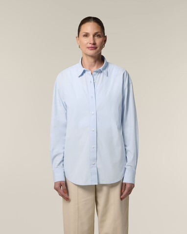Stella Styler Shirt - Das Relaxed Damen-Popelinehemd - Summer Blue - XS bedrucken, Art.-Nr. STWW973C366XS
