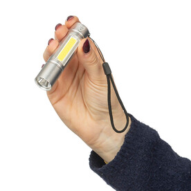 Taschenlampe aus recyceltem Aluminium COB Sami – Silber bedrucken, Art.-Nr. 032999999_1350405