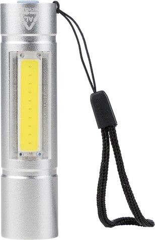 Taschenlampe aus recyceltem Aluminium COB Sami – Silber bedrucken, Art.-Nr. 032999999_1350405