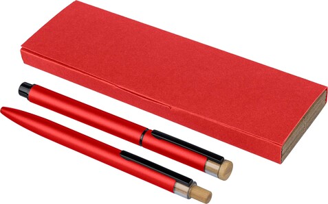 Schreibset Ilaria | Lackiert | 2-teilig – Rot bedrucken, Art.-Nr. 008999128_1351333