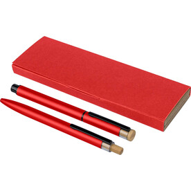 Schreibset Ilaria | Lackiert | 2-teilig – Rot bedrucken, Art.-Nr. 008999128_1351333