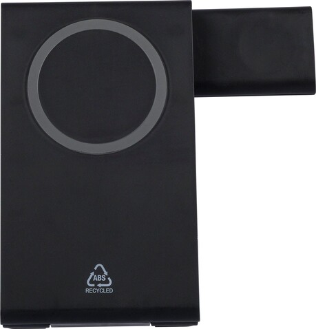 Kabelloses Ladegerät Valerio | 3-in-1 | Magnetisch – Schwarz bedrucken, Art.-Nr. 001999999_1351337