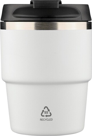 Recycelter Edelstahl-Becher mit doppelter Wand (175 ml) Oli – Weiß bedrucken, Art.-Nr. 002999999_1353905