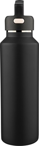 Recycelte doppelwandige Flasche aus Edelstahl 600 ml Mace – Schwarz bedrucken, Art.-Nr. 001999999_1353906