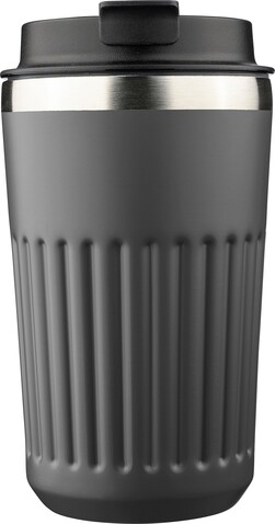 Recycelter Edelstahl-Reisebecher (400 ml) Chiara – Grau bedrucken, Art.-Nr. 003999999_1353907
