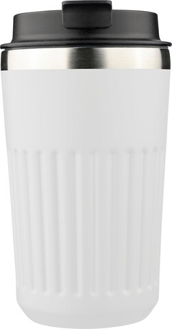 Recycelter Edelstahl-Reisebecher (400 ml) Chiara – Weiß bedrucken, Art.-Nr. 002999999_1353907