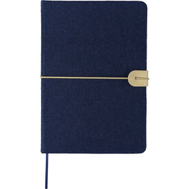 Notizbuch Danio | Filz | A5 | Liniert – Blau bedrucken, Art.-Nr. 005999999_1417982