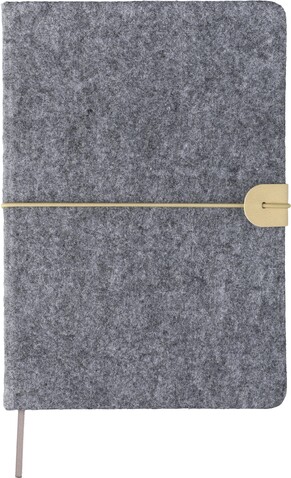 Notizbuch Danio | Recycelter Filz | A5 | Liniert – Grau bedrucken, Art.-Nr. 003999999_1417982