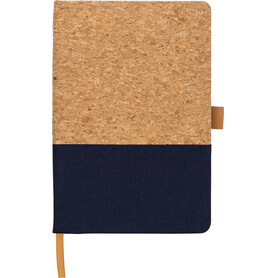 Notizbuch Trevor aus Kork und Baumwolle – Blau bedrucken, Art.-Nr. 005999999_1421000