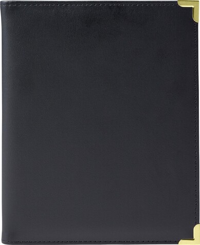 Konferenzmappe aus PU mit Metallecken Gia – Schwarz bedrucken, Art.-Nr. 001999999_8622 Konferenzmappe aus PU mit Metallecken Gia – Schwarz bedrucken, Art.-Nr. 001999999_8622