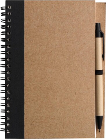 Notizbuch Stella | Recycelter Karton | Liniert | Kugelschreiber – Schwarz bedrucken, Art.-Nr. 001999999_1454586