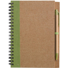 Notizbuch Stella | Recycelter Karton | Liniert | Kugelschreiber – Hellgrün bedrucken, Art.-Nr. 029999999_1454586