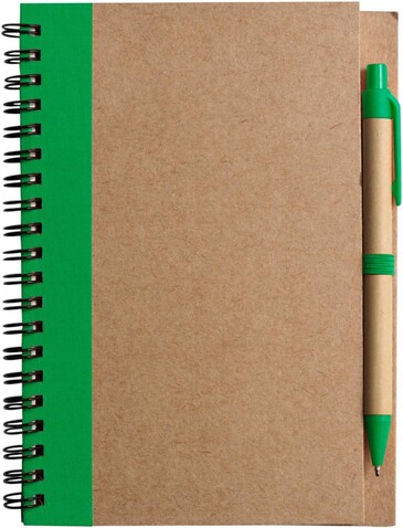 Notizbuch Stella | Recycelter Karton | Liniert | Kugelschreiber – Grün bedrucken, Art.-Nr. 004999999_1454586