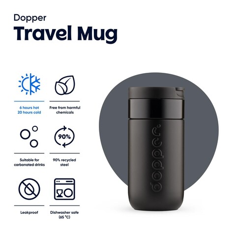 Dopper Travel Mug 300 ml – blazing black bedrucken, Art.-Nr. 720999999_1465043