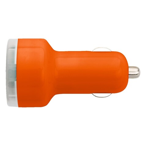 USB-KFZ Ladestecker 'Duo' aus Kunststoff – Orange bedrucken, Art.-Nr. 007999999_3280 USB-KFZ Ladestecker 'Duo' aus Kunststoff – Orange bedrucken, Art.-Nr. 007999999_3280