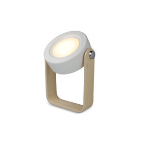 Coollux Multifunktions-LED-Lampe mit Bambusgriff - Weiss bedrucken, Art.-Nr. LT40724-N0001