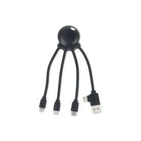 4009| Xoopar Eco Octopus Ladekabel Ocean Bound Plastic - Schwarz bedrucken, Art.-Nr. LT41023-N0002