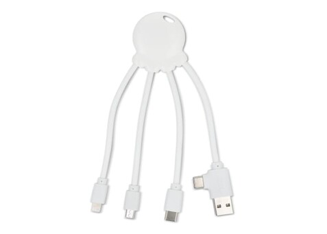 4009| Xoopar Eco Octopus Ladekabel Ocean Bound Plastic - Weiss bedrucken, Art.-Nr. LT41023-N0001