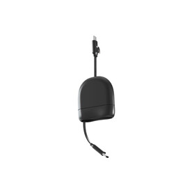 Xoopar ICE-R Einziehbares USB-C- und Lightning-Kabel 60 W 1 Meter - Schwarz bedrucken, Art.-Nr. LT41034-N0002