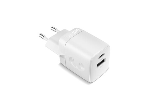Fresh 'n Rebel 30W Schnellladegerät GaN USB-C &amp; USB-A - Hellgrau bedrucken, Art.-Nr. LT49749-N0062
