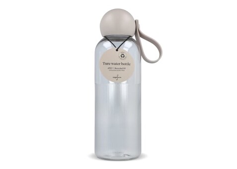 Sagaform Ture Wasserflasche 600 ml - Transparent / Taupe bedrucken, Art.-Nr. LT52056-N0458