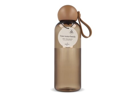 Sagaform Ture Wasserflasche 600 ml - Transparent / Braun bedrucken, Art.-Nr. LT52056-N0451