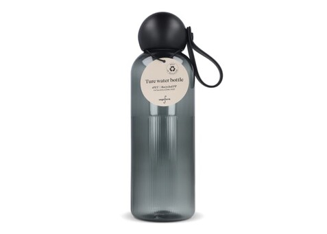 Sagaform Ture Wasserflasche 600 ml - Transparent / Schwarz bedrucken, Art.-Nr. LT52056-N0402
