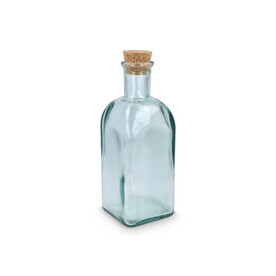 InSideOut Square Recycelte Glaswasserflasche ReuuZ mit Korkverschluss 500ml - Transparent bedrucken, Art.-Nr. LT57015-N0004