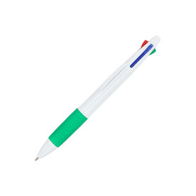 4-Farben-Stift mit Griffzone - Weiss / Grün bedrucken, Art.-Nr. LT87854-N0131