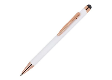 Kugelschreiber Prag Roségold R-AL - Weiss bedrucken, Art.-Nr. LT87887-N0001