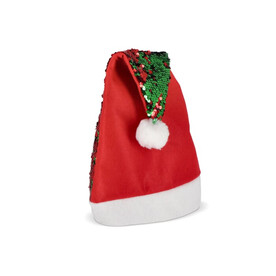 Zweifarbige Pailletten-Weihnachtsmütze - Rot / Grün bedrucken, Art.-Nr. LT90272-N2131