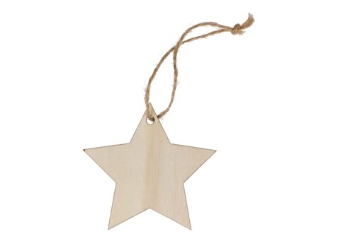 Sternförmiges Weihnachtsornament aus Holz - Natur bedrucken, Art.-Nr. LT90281-N0094