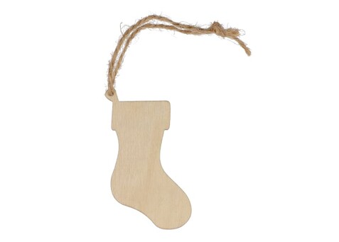 Strumpfförmiges Weihnachtsornament aus Holz - Natur bedrucken, Art.-Nr. LT90282-N0094 Strumpfförmiges Weihnachtsornament aus Holz - Natur bedrucken, Art.-Nr. LT90282-N0094