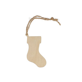 Strumpfförmiges Weihnachtsornament aus Holz - Natur bedrucken, Art.-Nr. LT90282-N0094