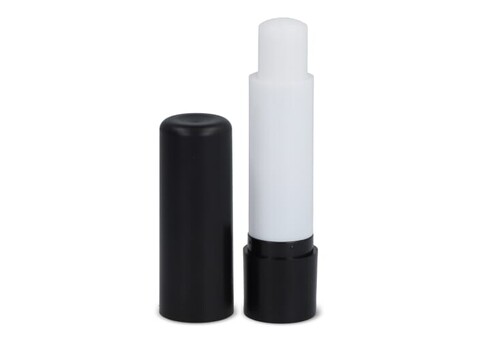 Klassischer Lippenpflegestift aus recycelten Materialien - Ecru / Schwarz bedrucken, Art.-Nr. LT90485-N5402