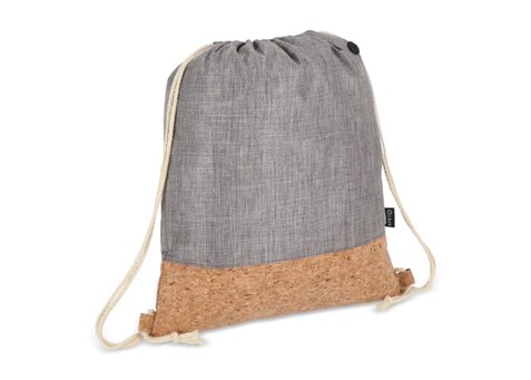 Kordelzugbeutel R-PET &amp; Kork 35 x 40cm - Grau bedrucken, Art.-Nr. LT91392-N0061