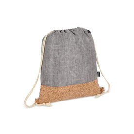 Kordelzugbeutel R-PET &amp;amp; Kork 35 x 40cm - Grau bedrucken, Art.-Nr. LT91392-N0061