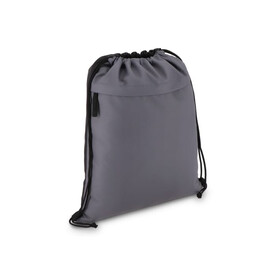 PU-beschichtete R-PET 600D Kordeltasche 33 x 42 cm - Grau bedrucken, Art.-Nr. LT91394-N0061