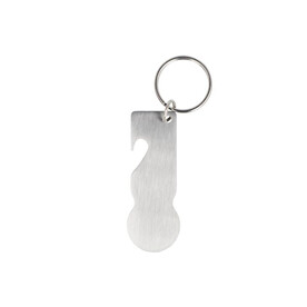 Edelstahl Schlüsselanhänger mit Einkaufswagenlöser - Silber bedrucken, Art.-Nr. LT93102-N0005
