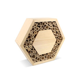 Bienenhaus aus FSC-Holz, sechseckig - Natur bedrucken, Art.-Nr. LT94570-N0094