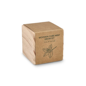 FSC-Holzpflanzgefäß-Set – Mint - Natur bedrucken, Art.-Nr. LT94574-N0094