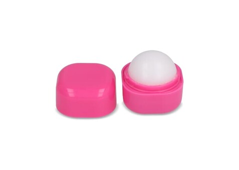 Kubischer Lippenpflegestift aus recyceltem ABS - Rosa bedrucken, Art.-Nr. LT90484-N0076