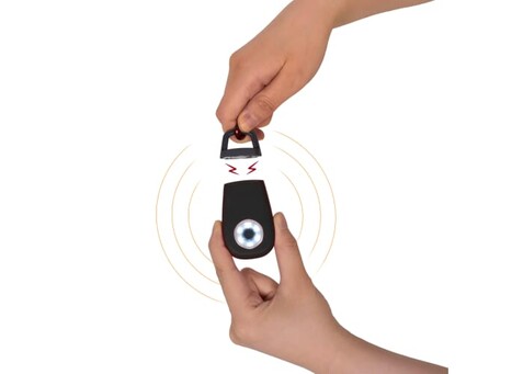 Persönliches Alarm-Schlüssellicht aus recycelten Materialien - Schwarz bedrucken, Art.-Nr. LT93327-N0002