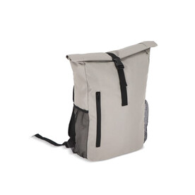 R-PET 600D Rolltop Fahrrad-Rucksack 20L - Grau bedrucken, Art.-Nr. LT95351-N0061