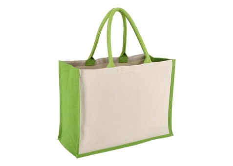 Jute-Baumwolle Tragetasche OEKO-TEX® 42,5 x 19 x 32cm 320g/m² - Hellgrün bedrucken, Art.-Nr. LT95373-N0032 Jute-Baumwolle Tragetasche OEKO-TEX® 42,5 x 19 x 32cm 320g/m² - Hellgrün bedrucken, Art.-Nr. LT95373-N0032