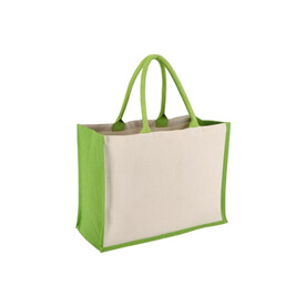 Jute-Baumwolle Tragetasche OEKO-TEX® 42,5 x 19 x 32cm 320g/m² - Hellgrün bedrucken, Art.-Nr. LT95373-N0032